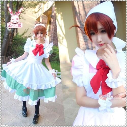 Free post Anime Axis Power Hetalia cosplay Feliciano Vargas Halloween Japanese Harajuku pink green color Maid costumes cartoon