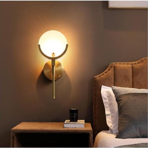 All-copper post-modern wall lamp light luxury bedside lamp art study personality creative room lamp Hong Kong-style simple tunne