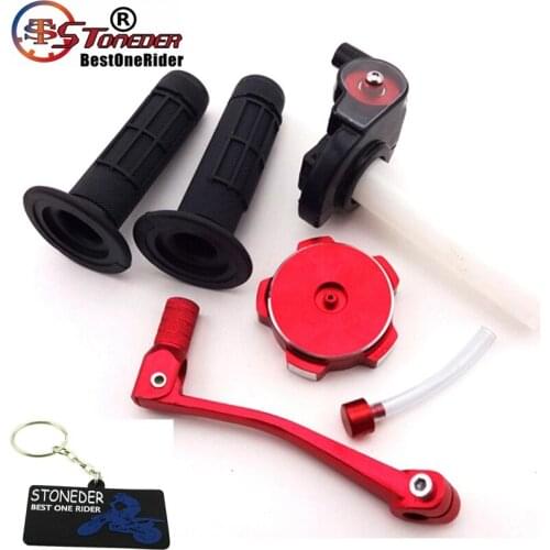 STONEDER Twist Throttle Handle Grips Tank Cap Cover Folding Gear Shifter Lever For CRF 50 70 TTR Thumpstar SSR Chinese Pit Bike