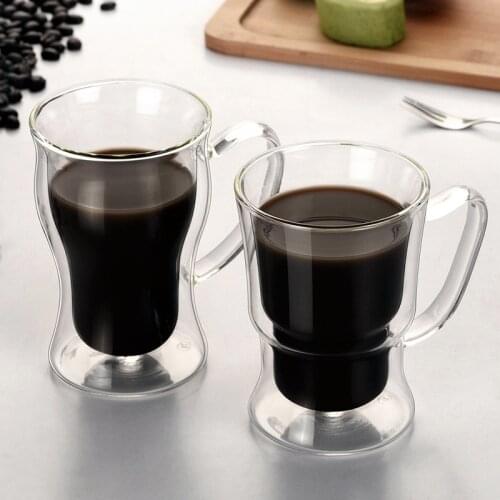 Transparent Double Bottom Glass Coffee Cup Milk Whiskey Tea Beer Heat Resistant Cocktail Vodka Wine Mug Drinkware Tumbler Cups
