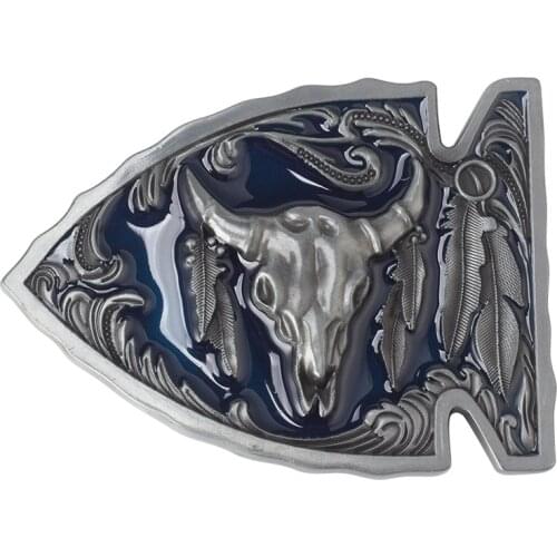 Fish Shape Belt Buckle Bull Skull Pattern Alloy Material