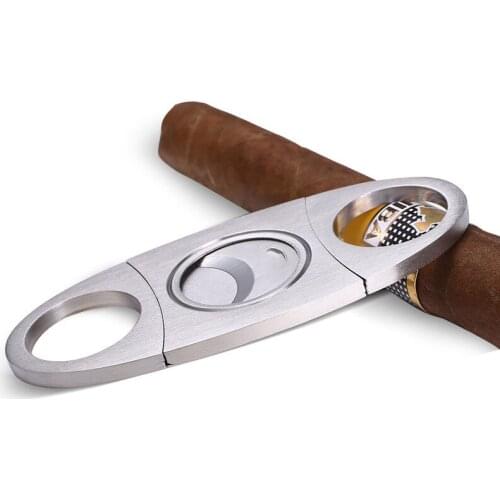 Full stainless steel cigar cutter portable Zigarren double blades smoking cutting smoking accessories tool