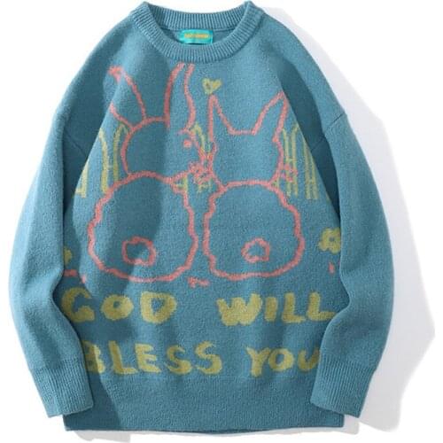 Letters Graffiti Knitted Sweaters Men Hip Hop Streetwear Oversize Loose Pullovers Mens Quality Harajuku Casual Sweater Unisex