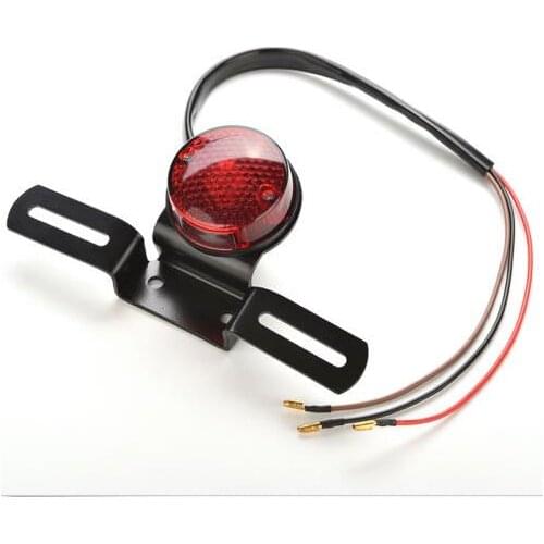 1PCS Tail Light New Universal 12V Red Lens Motorcycle Tail Light Motorcycle Brake Rear License Plate Bracket