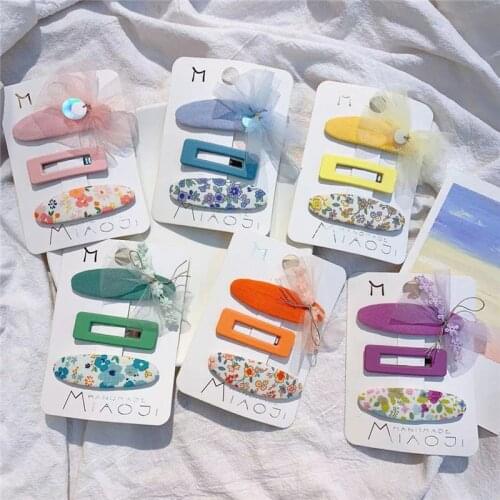 3 Pcs Korean Childrens Beautiful Yarn Bow Hairpin Hair Accessories Sweet Girl Princess Fashion Fabric Floral BB Clip Headdress