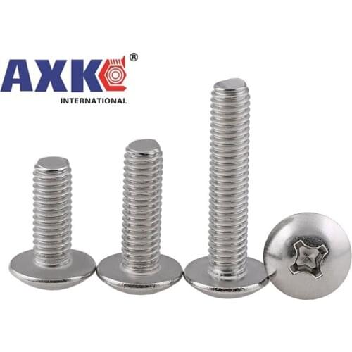 10/50X M2 M2.5 M3 M4 M5 M6 M8 304 A2-70 stainless steel JISB1111T Phillips Truss Head Large Flat Round Cross Screw Bolt L=3-80mm