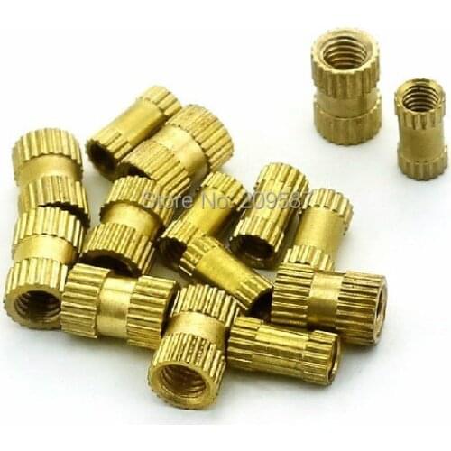 100pcs Brass Knurl Nuts M6x12mm(L)-8mm(OD) Metric Threaded insert