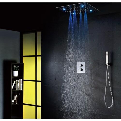 100V~240V Alternating Current LED Shower Head Embedded Box Shower Mixer Valve Thermostatic Bathroom Shower Faucet Set