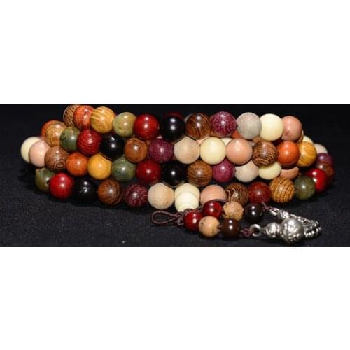 108*6mm/8mm Sandalwood Tibetan Buddhist Prayer BeadsYoga Buddha Mala Rosary Wooden Charm Bracelet Women and Men Jewelry