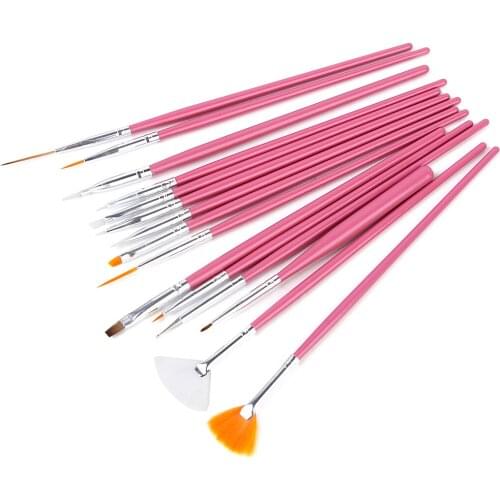 15pcs Nail Art Design Painting Drawing Painting Pen Brush Tool Set - Pink