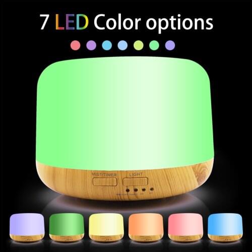 500ml Remote Control Aromatherapy Air Humidifier Ultrasonic Mist Maker Aroma Lamp Essential Oil Diffuser 7 Color LED Light