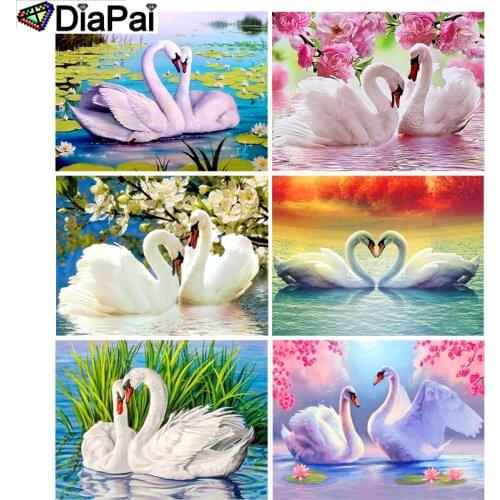DIAPAI 100% Full Square/Round Drill 5D DIY Diamond Painting "Animal swan" 3D Embroidery Cross Stitch Home Decor