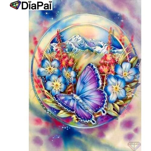 DIAPAI Diamond Painting 5D DIY 100% Full Square/Round Drill "Flower butterfly" Diamond Embroidery Cross Stitch 3D Decor A19199
