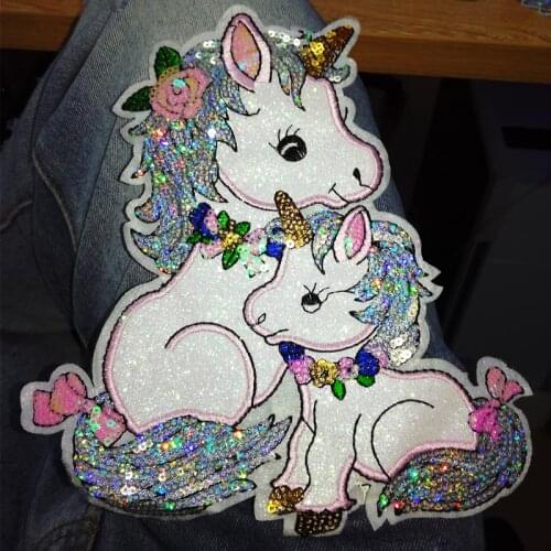 DIY Cloth Unicorn Patch Sequin Applique For Clothes Sew on Patches For Clothing Cartoon Patch DIY Appliques On Clothes Stickers
