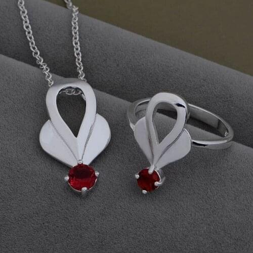 AS521 Trendy wholesale r Jewelry Sets Ring 594 + Necklace 872 /axbajoia bxyakpfar plated