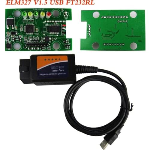 Real FT232RL Chip ELM327 USB V1.5 ODB2 Car Diagnostic Scanner ELM 327 USB OBDII Diagnostic Tools ELM-327 OBD 2 Auto Scanner