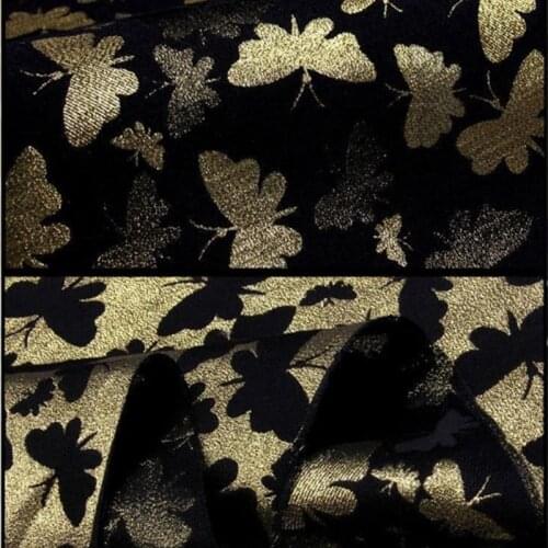 CF433 Golden Butterfly Fashion High-quality Gold Thread Jacquard Fabric Designers Fabric Butterfly Suit Dress Fabrics