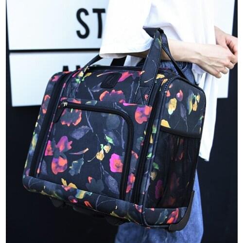 New Fashion Rolling Luggage Trolley Travel Bags Women&girls Flower Suitcase on Wheels Valise Bagages 16 inch carry on Handbag