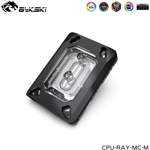 BYKSKI Black CPU Liquid Block For AMD Ryzen AM3 AM3+ AM4 Platform,12V 4PIN,5V 3PIN Edition,Support AURA Motherboard,CPU-RAY-MC-M