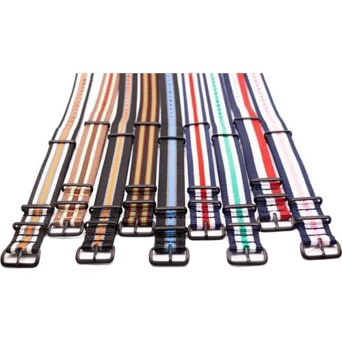 DB) Black Buckle 18 20 22 24 MM NATO Army Sports Nylon Fabric Watchbands Woven Bands 30 Types Colors Watch Strap