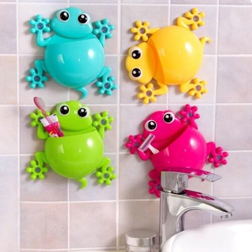 Cartoon Animal Gecko Toothbrush Holder Rack Sucker Toothbrush Toothpaste Holder Organizer for Kids Bathroom Accessories