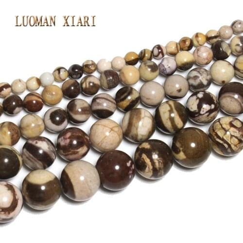 Fine 100% Natural Australia Zebra stone Round Natural Stone Beads For Jewelry Making DIY Bracelet Necklace 4mm 6mm 8mm 10mm 12mm
