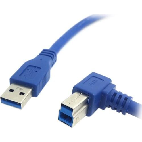 1.8m 3m blue color USB3.0 A male to USB3.0 B male 90 Degree right angled cable for printer hardisk Industrial camera