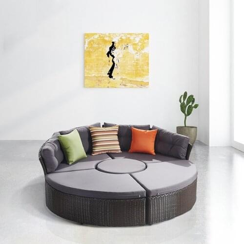 Freeshipping Lounger Outdoor Rattan Sofa Lying Bed Balcony Villa Outdoor PE Rattan Table and Chairs Sets