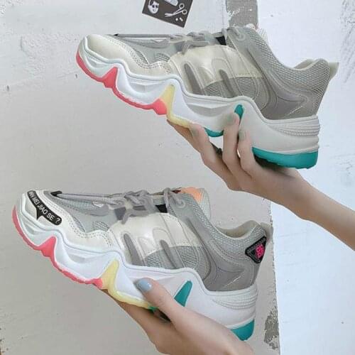 Fashion Summer Womens Shoes Chunky Sneakers Mixed Colors Ladies Casual Shoes Platform Sneakers Women Shoes