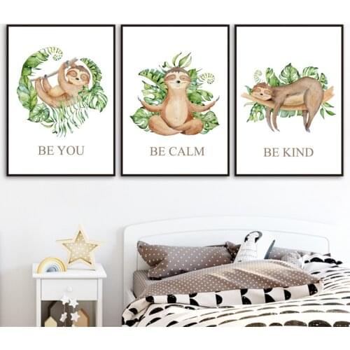 Sloth Tree Leaf Nursery Cartoon Diamong Painting Full Drill Diamond Embroidery Animal Mosaic Girl and Boy Kids Room Decor gift