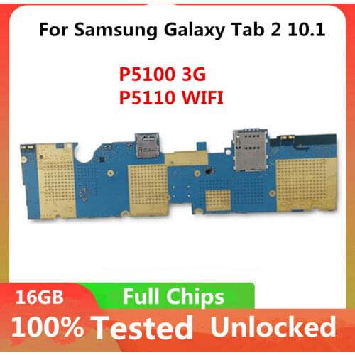 16GB For Samsung Galaxy Tab 2 10.1 P5100 P5110 WIFI & 3G Motherboard Original Unlocked Mainboard Full Working Logic Board