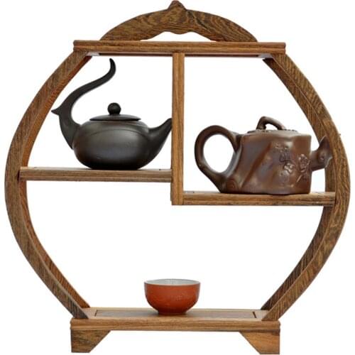 Ming and Qing furniture mahogany wings antique wooden curio shelf bun Shelf Teapot frame ornaments factory direct