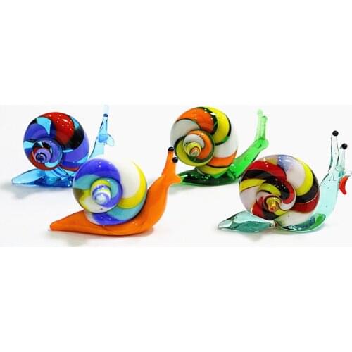 Miniature Murano Glass Snail Figurines Ornaments Colorful Art Cute Animal Collection Home Decor Statuette New Year Gift For Kids