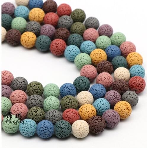 Multicolor Volcanic Rock Lava Stone Beads 6 8 10 12mm Pick Size For Jewelry Making Bracelet Essential Oil Diffuser Accessories