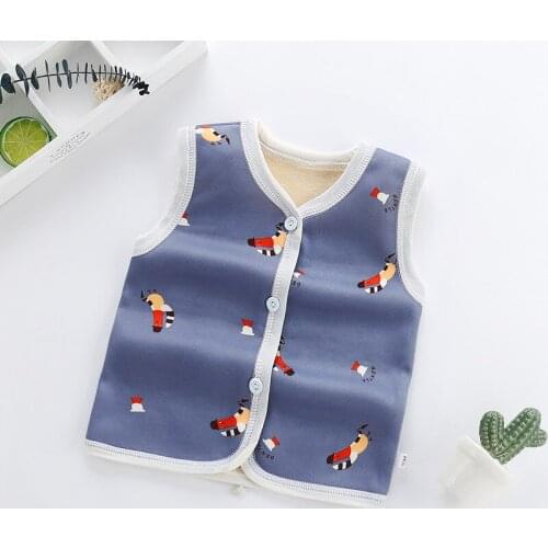 Fashion Kids Boys Clothes V Vest With Velvet Warm Inner Clothing Toddler Newborn Plan Coats Navy Blue Cloths For Babies