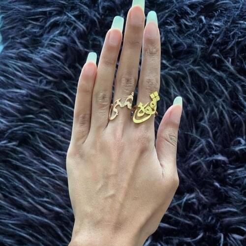 Custom Arabic Font Name Ring Personalized Islam Name Ring Stainless Steel Custom Rings For Woman Man Arabic Jewelry Accessories