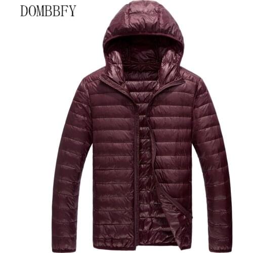 Mens Ultralight White Duck Down Hooded Jacket Male Windproof Waterproof Parkas Coats Ultra Light Stand Collar Jackets Parkas