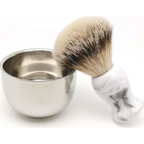 TEYO Super Silvertip Badger Hair Shaving Brush and Shaving Bowl Set Pefect for Man Wet Shave Cream Razor