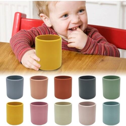 BPA-free Soft Silicone Baby Learning Drinking Cup Thickened Anti-scalding Water Mug Infant Toddler Feeding Cup Drinkware