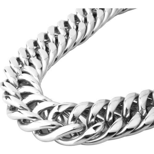 Huge Strong 22mm Silver Color Double Cuban Curb Stainless Steel Mens Unisexs Jewelry 1PCS Necklace Or Bracelet Choose 7-40inch