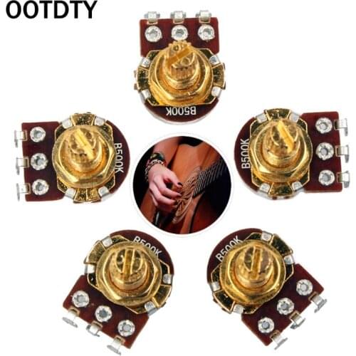 OOTDTY 5Pcs B500k Potentiometer Splined Pot Electric Guitar Bass Effect Amp Tone Volume Parts