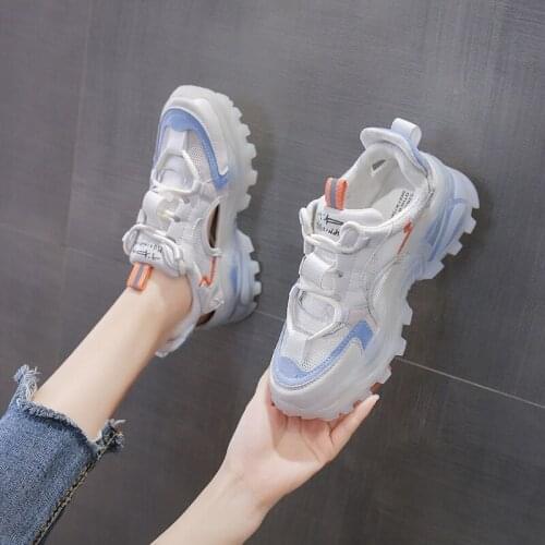 Daddy Shoes Womens Ins Fashion 2021summer New All-Match Mesh Breathable Hollow Hole Sandals