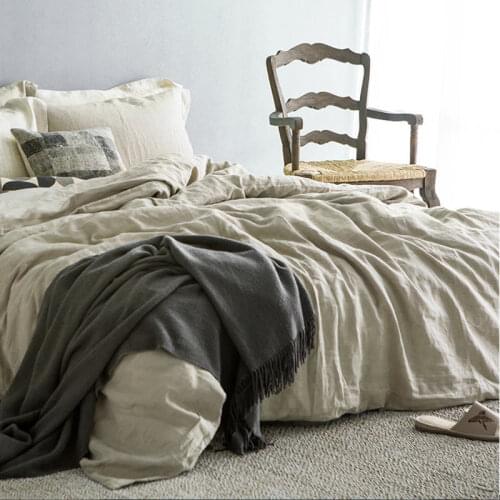 100% Washed Linen Duvet Cover And Pillowcases Natural France Flax Quilt Cover Breatherable Ultra Soft Farmhouse Bedding