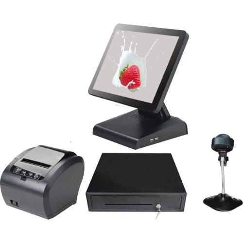 A whole set 15'' touch screen restaurants equipment POS machine All IN ONE Point of Sales for POS system full set