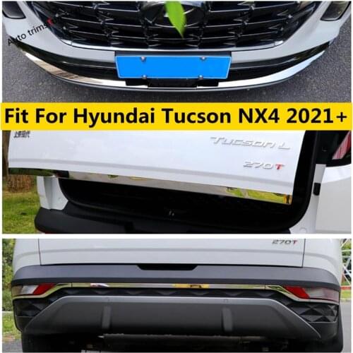Rear Trunk Tail Gate Fog Light Lamp Front Bumper Lip Cover Trim Stainless Steel Accessories For Hyundai Tucson NX4 2021 2022