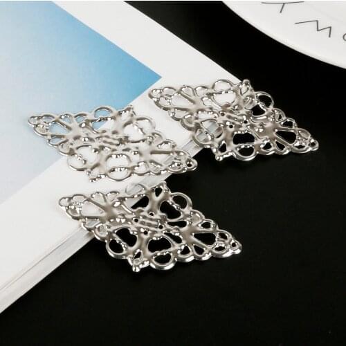 15pcs Rhombic Filigree Wraps Flower Connectors Metal Craft Gift Decoration DIY Jewelry Making