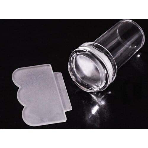 Nail Art Stamp Printing Plate Stamp Scraper Tool Set French Side Pressing Stamp Templates Transparent Silicone Transfer Head