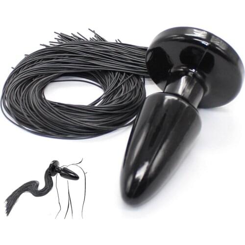 Silicone Anal Butt Plug with Dog Tail Whip Prostate Toy Adult Games Spanking Paddle Adult Sex Toys for Woman Man Tail Anal Plug