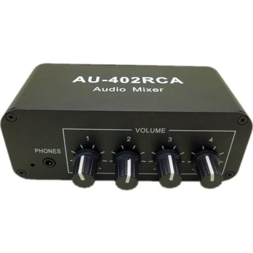Stereo Audio Mixed Distributor Signal Selector switcher 4 Input 2 output RCA Tone Volume Controls Headphones Amplifier AU-402RCA