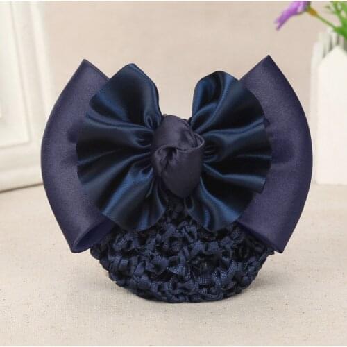 Stylish Floral Fabric Ribbon Bow Barrette Lady Hair Clip Cover Net Tulle Bowknot Bun Snood Women Hairgrips Hairpins Accessories